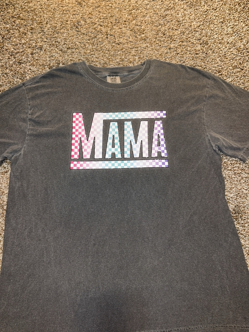 Comfort Colors Black 'MAMA' Checker Graphic Tee